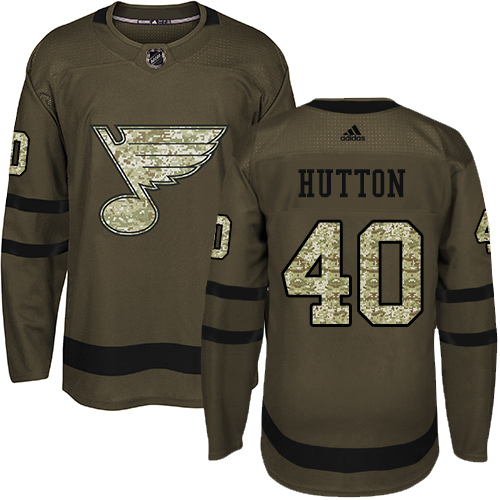 Adidas Blues #40 Carter Hutton Green Salute to Service Stitched NHL Jersey